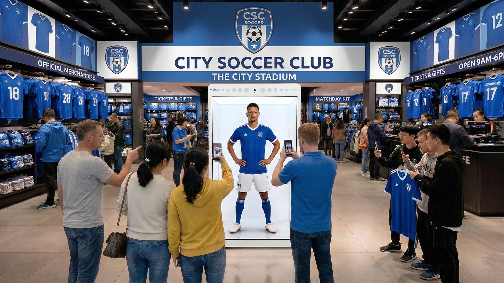 Holographic display used for a premium AI avatar assistant experience