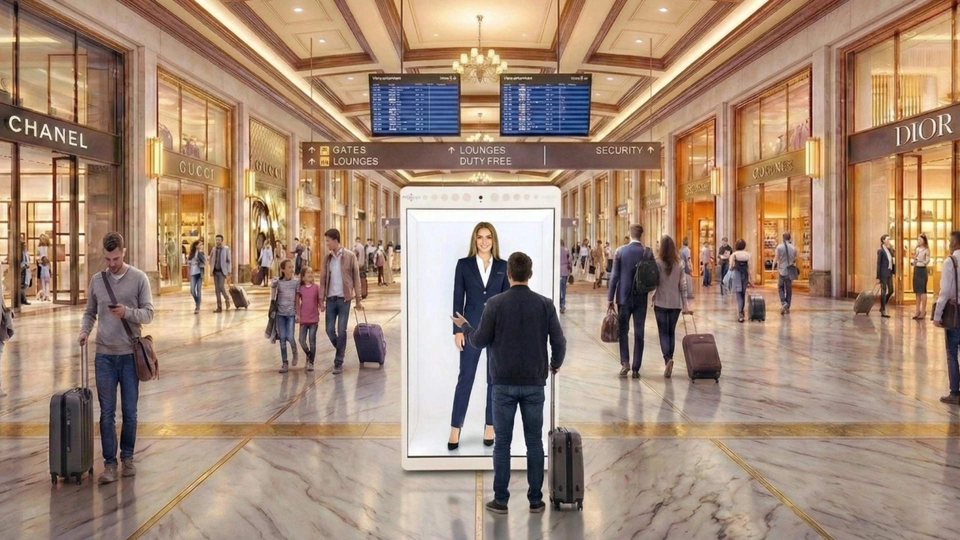 AI hologram airport wayfinding and passenger assistant technology